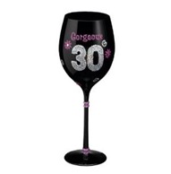 gifts-for-30-year0old-women-Gorgeous-30-Crystal-Embellished-Black-Wine-Glass