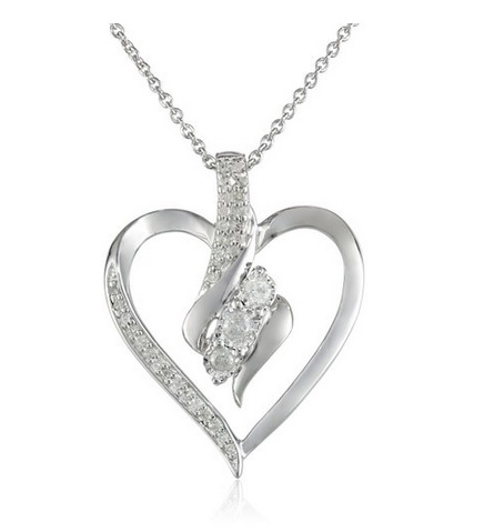 birthday-gifts-for-her-Sterling Silver Diamond Heart Pendant Necklace