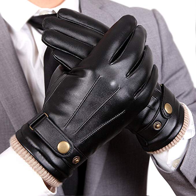 Warm Touchscreen Texting Faux PU Leather Gloves