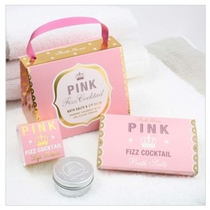 pink fizz lip balm & bath salts gift