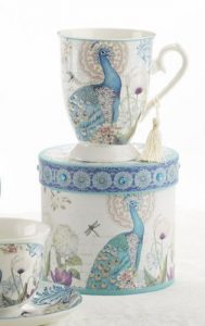 Delton Products Peacock Porcelain Tea and Coffee Cup