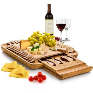 Bamboo Cheese Board with Cutlery Set