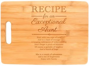 Wooden Cutting Board with Engraved Message for the Aunt