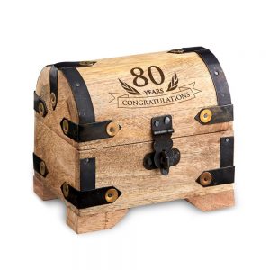 80th-Birthday-gift -ideas-wooden-treasure-chest-box