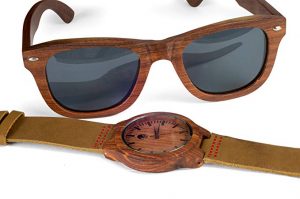 Men's Wood watch And Sunglasses