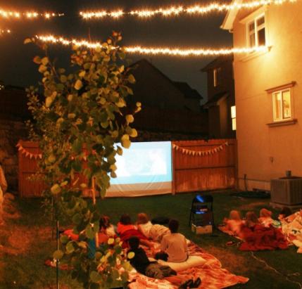 A movie night out beside the pool
