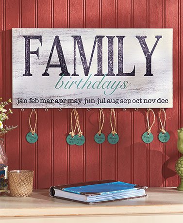 Wooden family birthday plaque