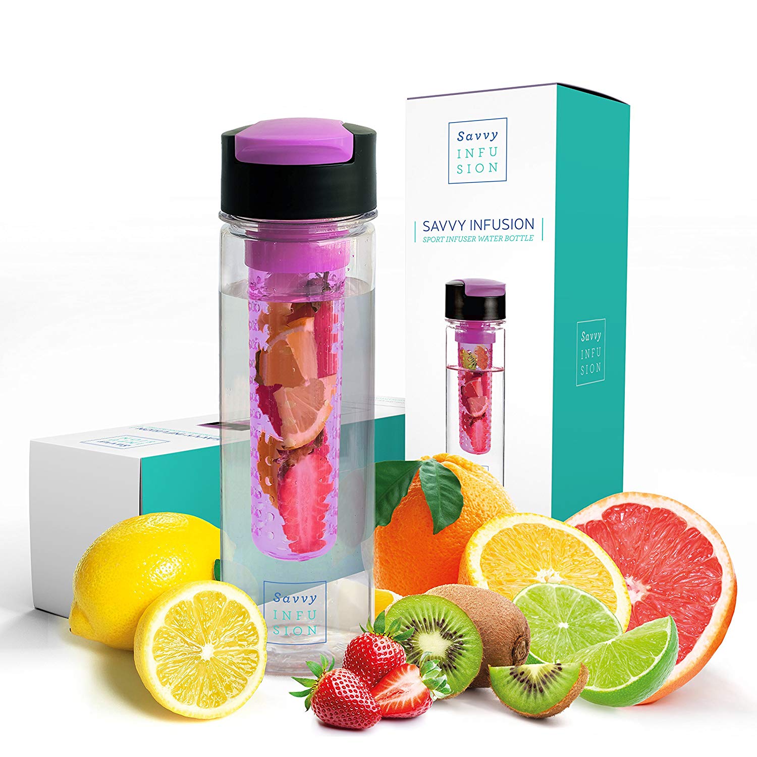Savvy infusion flip top fruit infuser water bottle