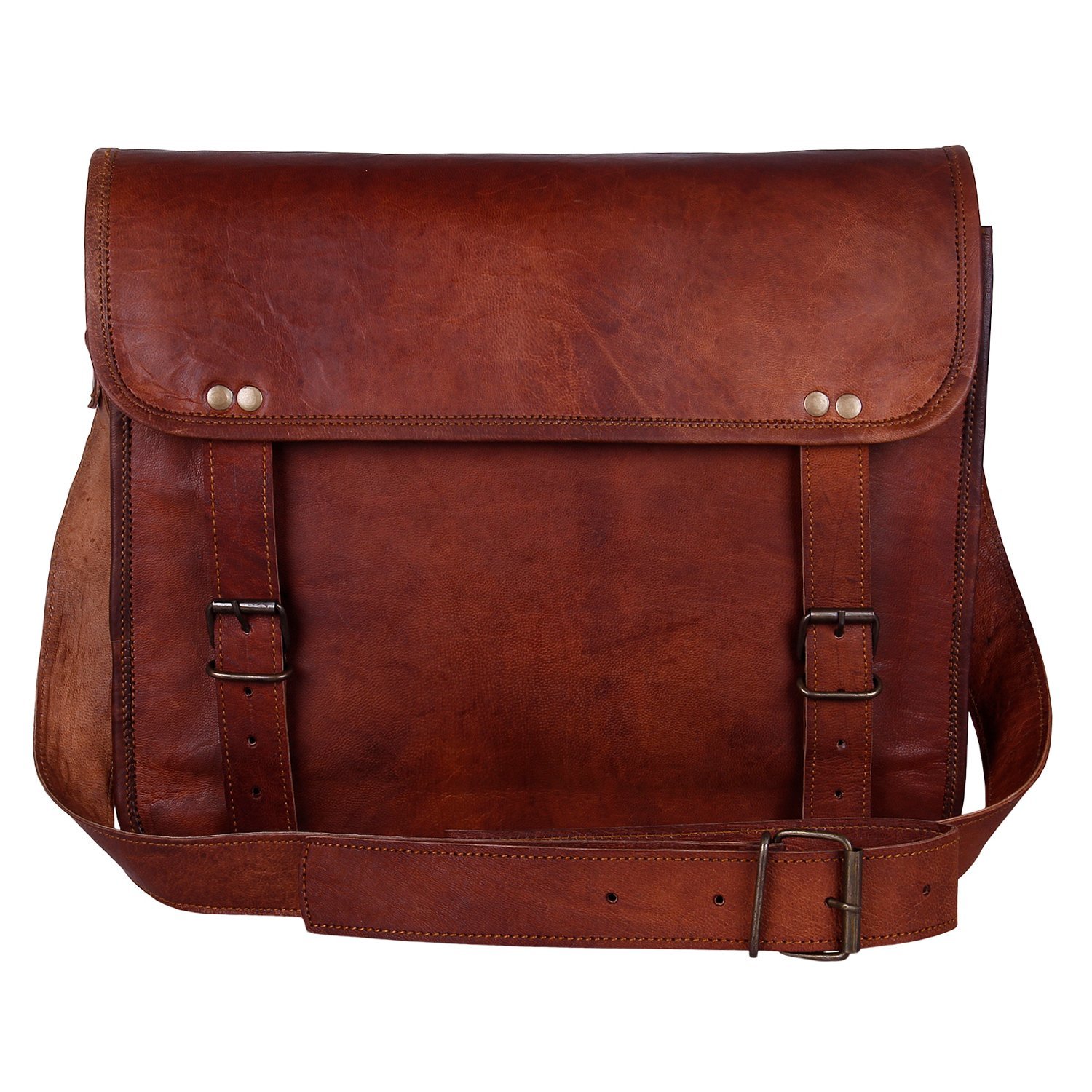 Rustic Round 13” genuine leather laptop bag